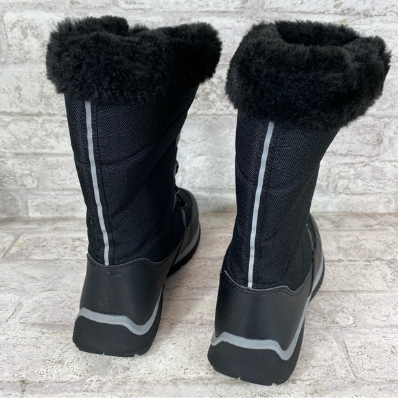 Lands’ End Youth/Adolescent Insulated Black Snow Boots Faux Fur Cuffs size 4M - Picture 7 of 8